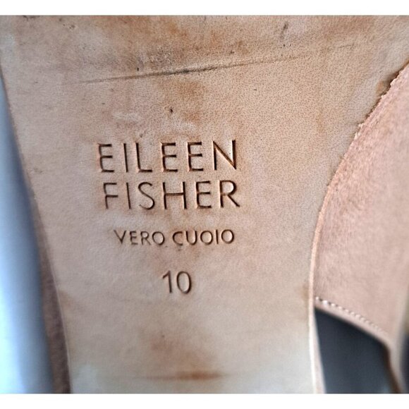 Eileen Fisher Women's Leigh 10 Tan Suede Sling Back Bootie Block Heels - Picture 8 of 9